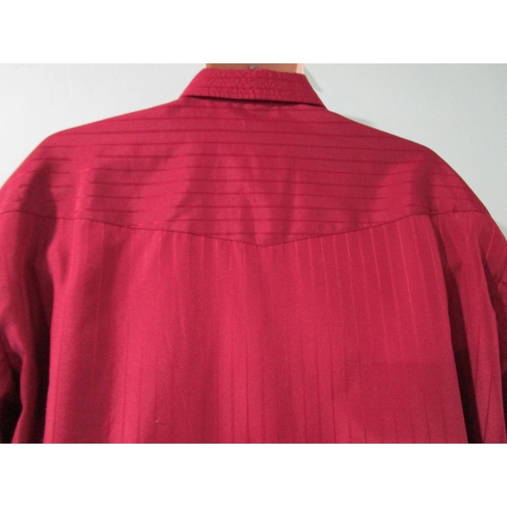 Roper Burgandy Damask Stripe White Pearl Snap Western Cowboy Shirt GUC 2XL - Picture 14 of 16